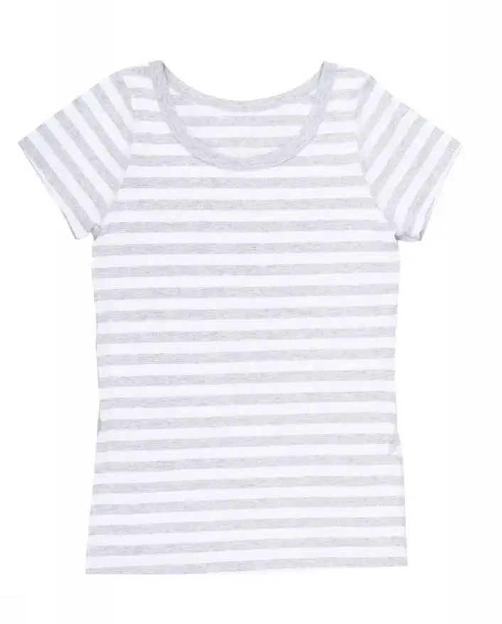Grå og hvid stribet T-shirt fra Say So på tilbud!