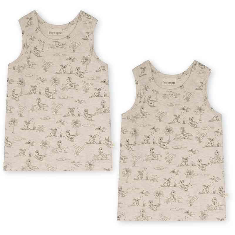 2-Pak Milas Undertrøjer til Børn - Beige Dino Design