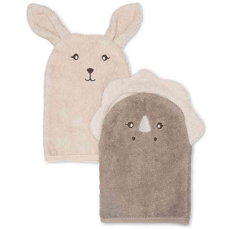 Økologiske Michi Vaskeklude 2-Pak - Bunny & Dino