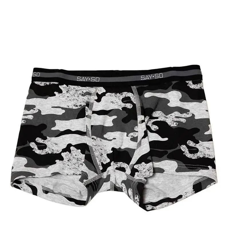 Boxershorts Gråmeleret Army-mønster Til Tween Drenge