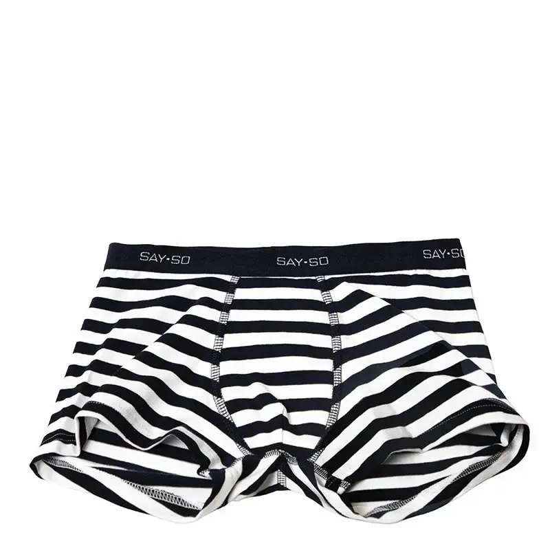 Boxershorts Mørkeblå Hvid Stribet økologisk Bomuld Til Tween
