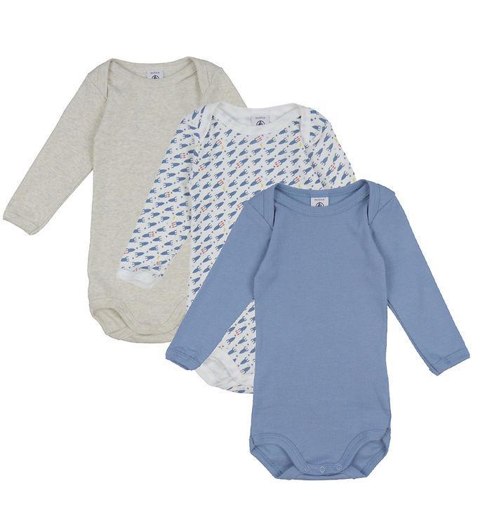 Petit Bateau Body 3-pak - Blå og Beige Tilbud!
