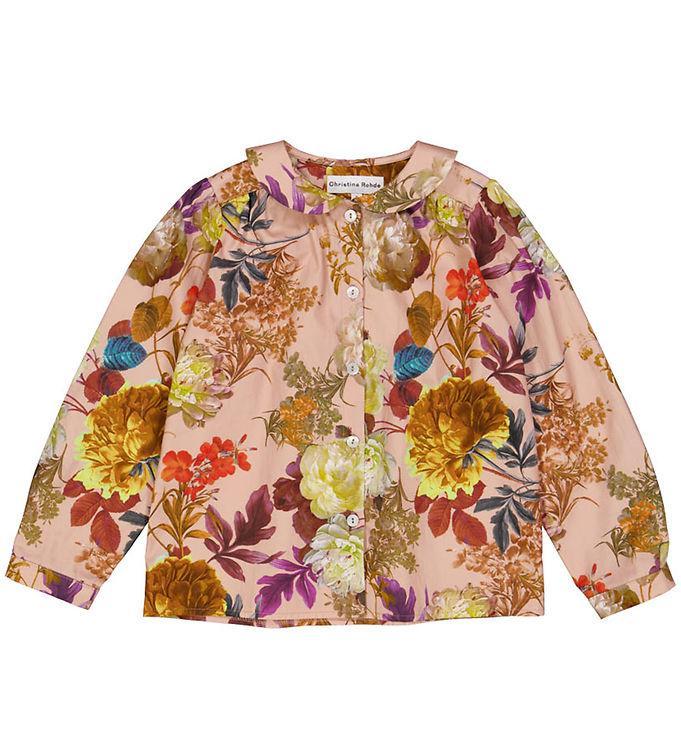 Christina Rohde Bluse - Støvet Rosa M  Blomster