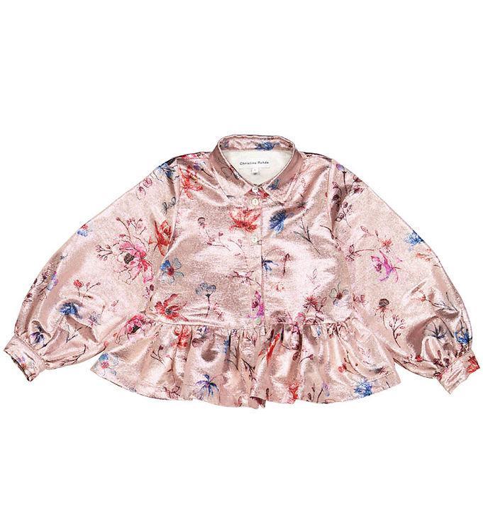 Christina Rohde Bluse - Rosa Glitter M  Blomster