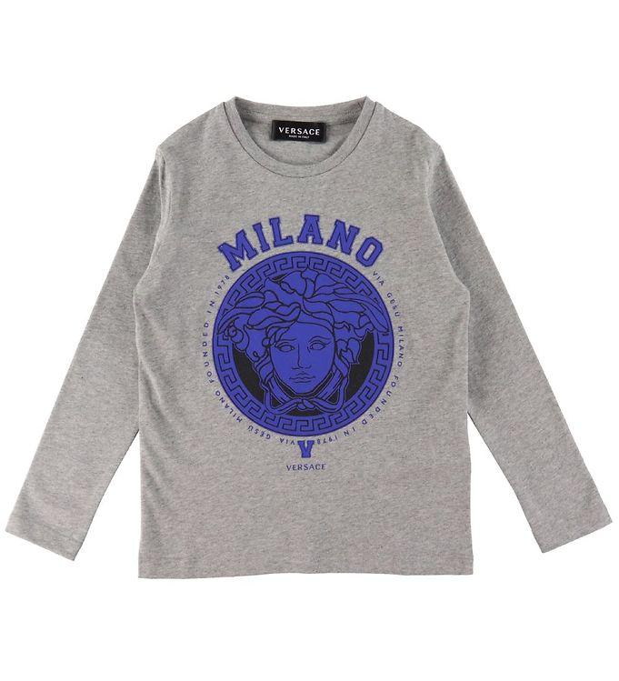 Versace Bluse Medusa - Gråmeleret Blå Tilbud!