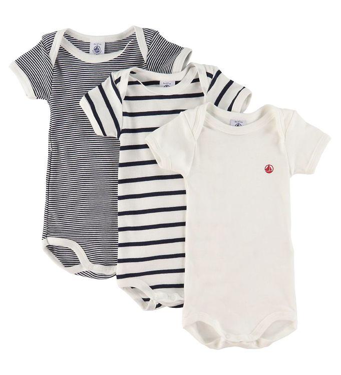 Petit Bateau Bodyer K æ -  -pak - Hvid Navystribet