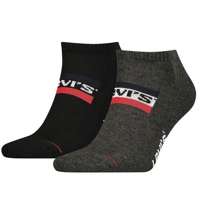 Levis Ankelstrømper 2 Pak - Sports Wear - Mørkegrå/Sorte