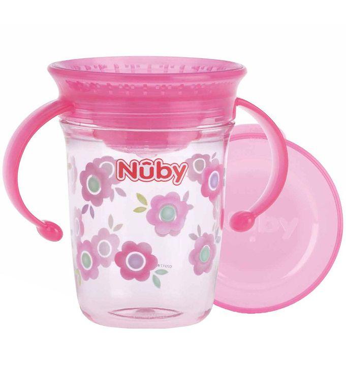 Nuby Drikkekop med Håndtag - 240ml - Pink med Print