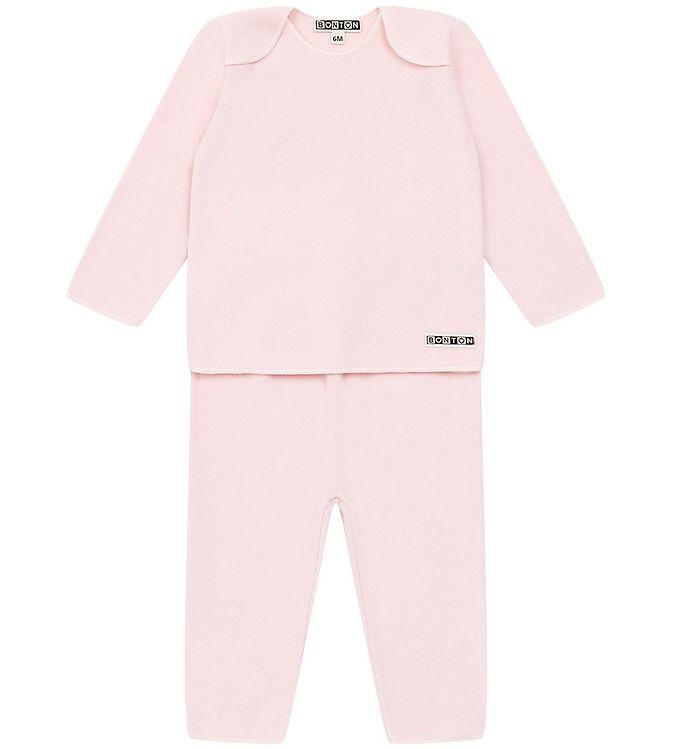 Bonton Sæt - Bluse Bukser - Fleece - Rose