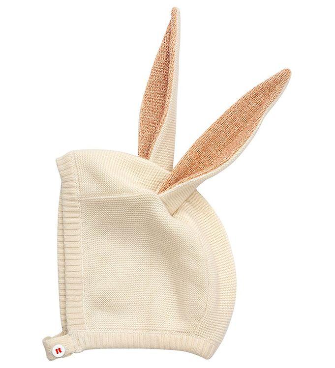 Meri Meri Babyhjelm - Peach Bunny Baby Bonnet