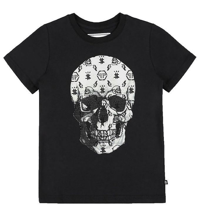 Philipp Plein T-shirt - Stones Skull - Sort M  Hvid Similisten