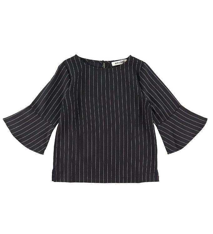 Add To Bag Bluse - Sort M  Nålestriber