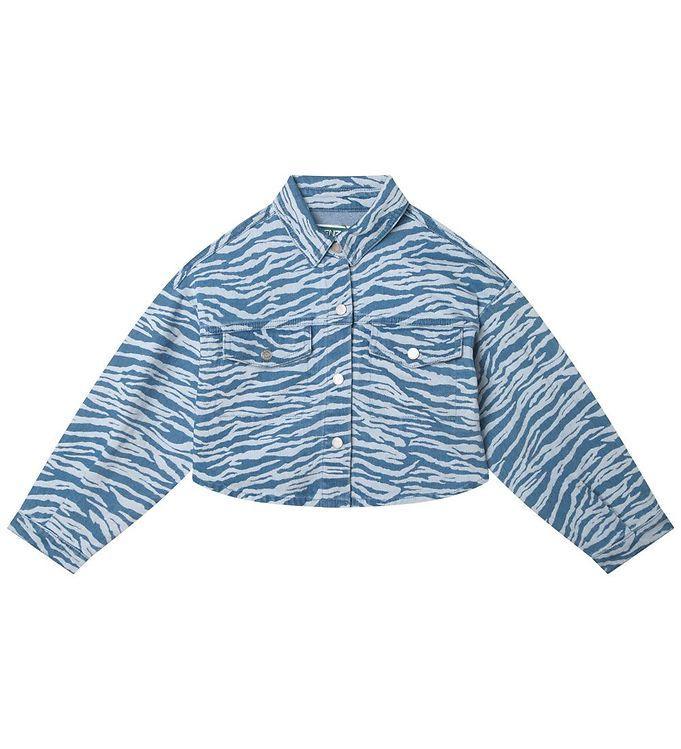 Kenzo Denimskjorte - Cropped - Lyseblå M  Tigerstriber Orange