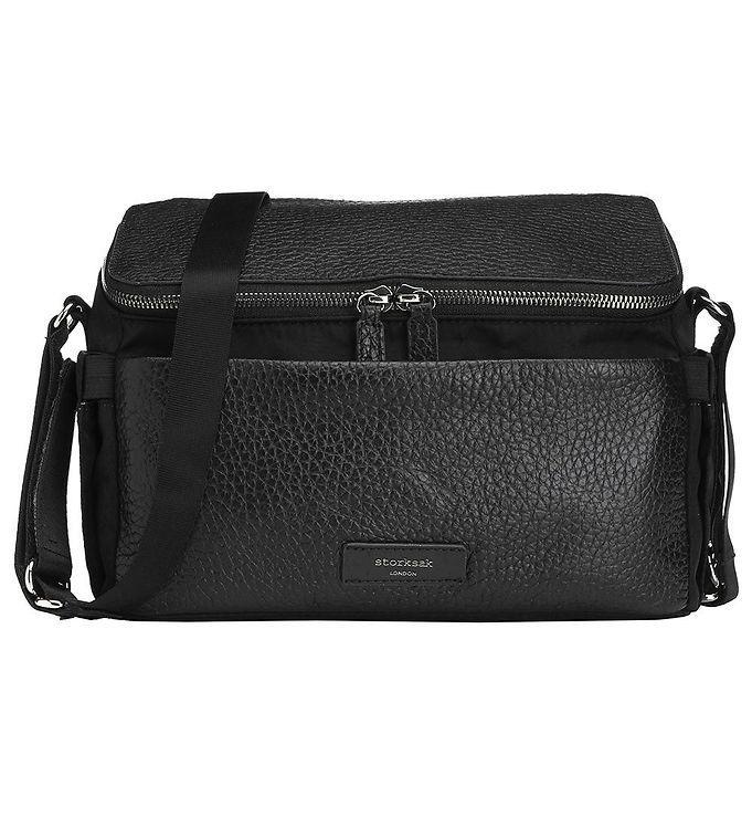 Storksak Barnevognstaske - Læder - Alyssa - Black Gunmetal