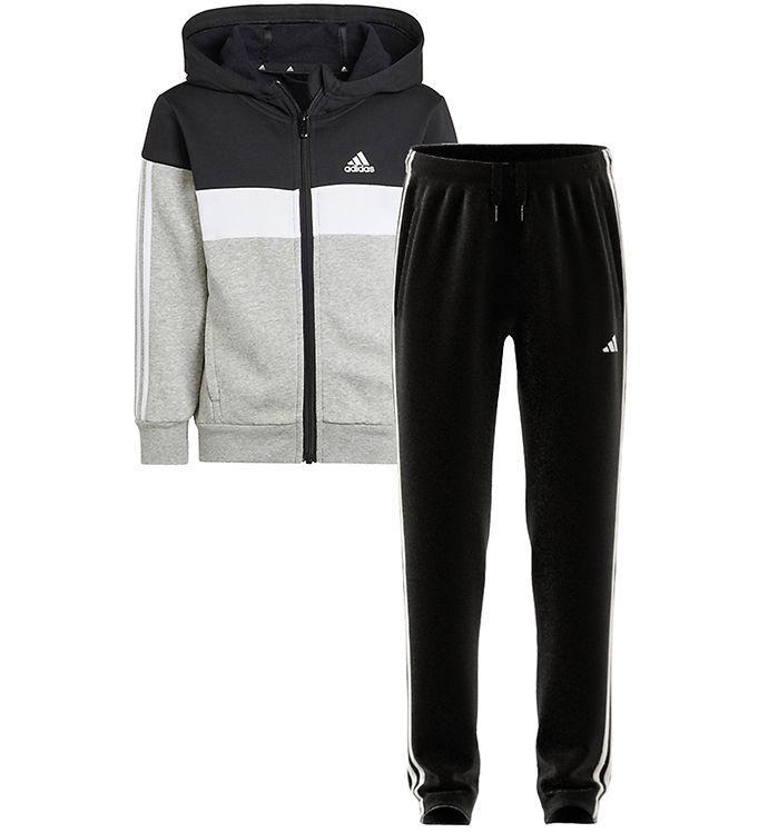 Adidas Performance Sweatsæt - Cardigan og Bukser - Sort/Hvid/Grå