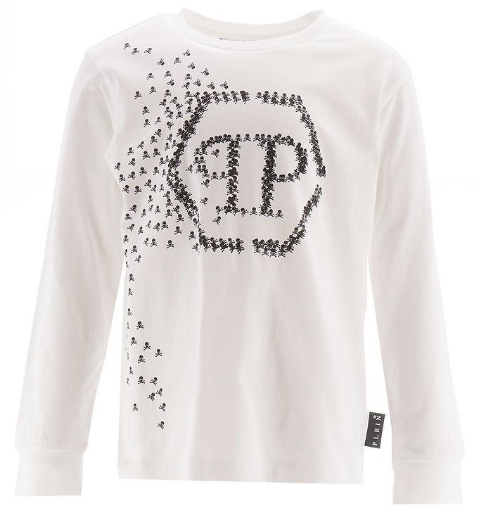 Philipp Plein Bluse - Optisk Hvid med Print på tilbud