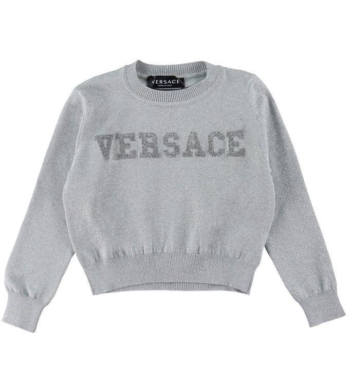 Versace Bluse i Sølv - Unik Strik til Fantastisk Pris!
