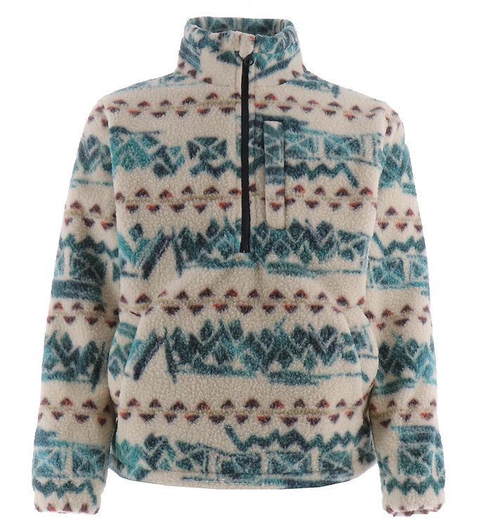 Billabong Fleecetrøje - Boundary Mock Neck - Hvid Grøn Rød