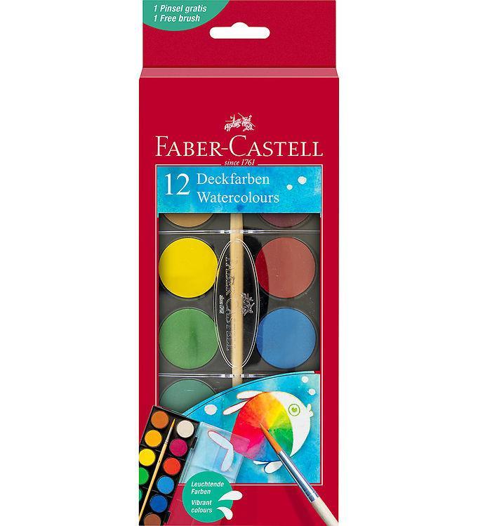 Faber-Castell Akvarelfarver med Pensel - 12 Farver