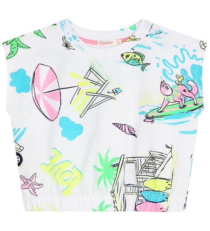 Billieblush T-shirt med Surfprint - Hvid og Multifarvet