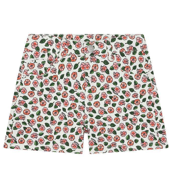 Kenzo Denim Shorts - Ivory Rosa med Blomster