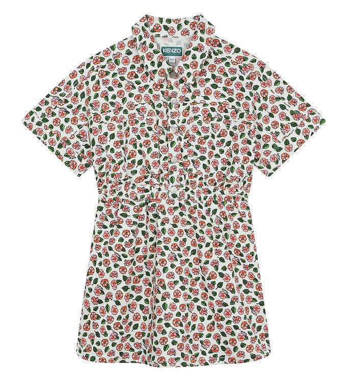 Kenzo Kjole - Denim - Ivory Rosa M  Blomster
