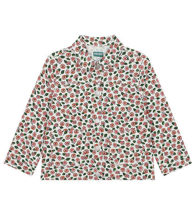 Kenzo Jeansjakke - Ivory Rosa med Blomster