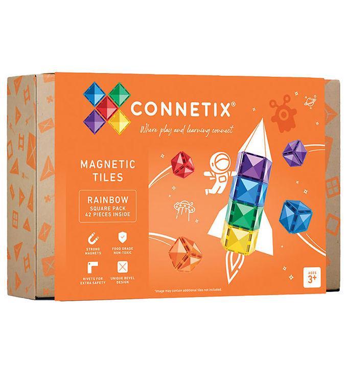 Connetix Magnetsæt - 42 Dele - Regnbue Quadrat