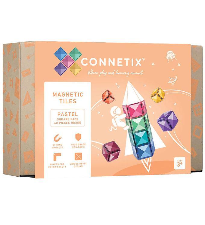 Connetix Magnetsæt -   Dele - Pastel Square Expansion Pack