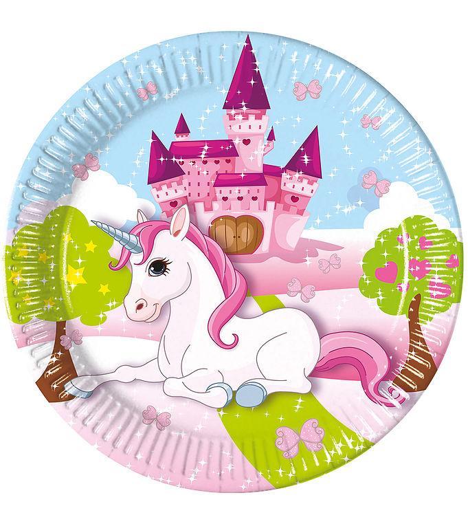 Decorata Paptallerkner - 8 stk. - Unicorn Tema