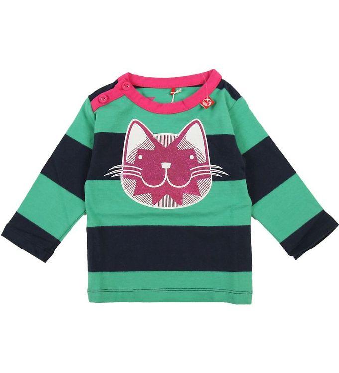 Danefæ Bluse - Grøn med Pink Glitter Kattilbud!