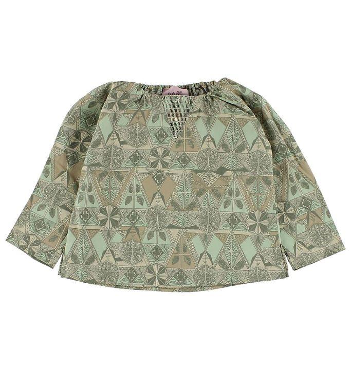 Noa Noa Miniature Bluse - Grøn/Rosa Print på tilbud