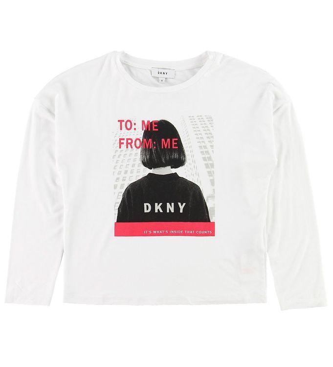 Dkny Bluse - Viskose - Hvid M  Print