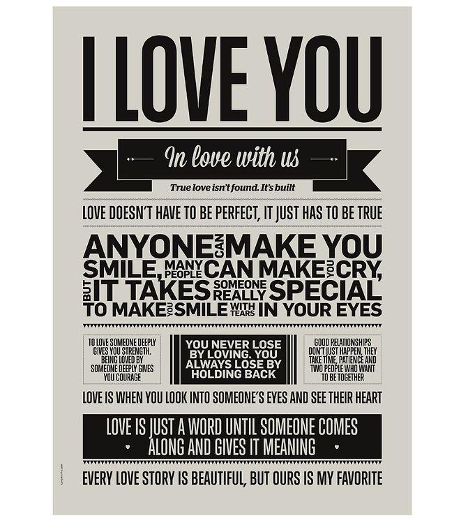 I Love My Type Plakat - I Love You - Varm Grå