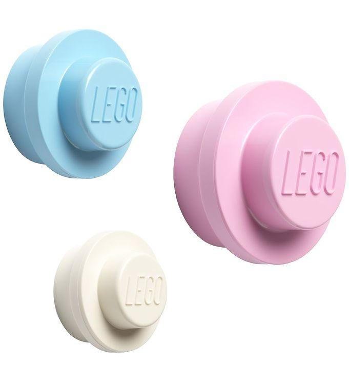 Lego Opbevarings Knagerækkesæt - 3 Stk - Hvid Lyseblå