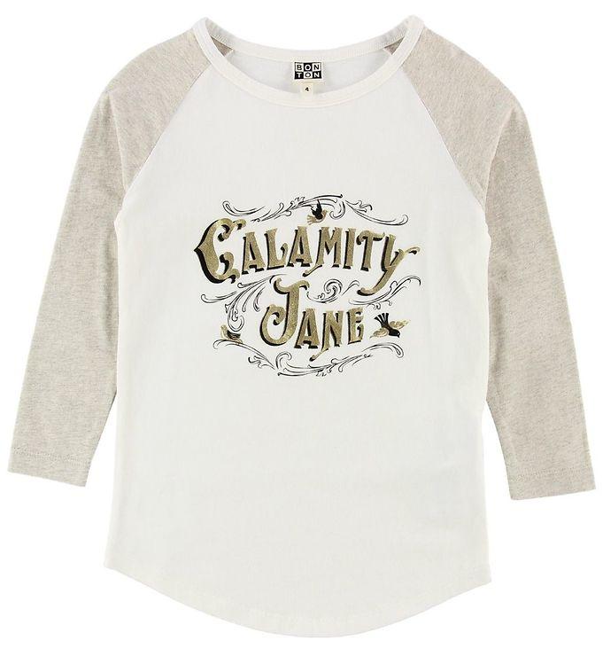 Bonton Bluse - Hvid Gråmeleret M  Print
