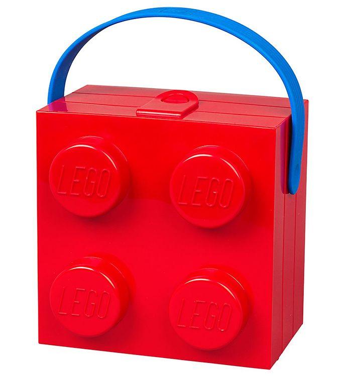 Lego Opbevaringsmadkasse med Håndtag - Rød - 4 Knopper