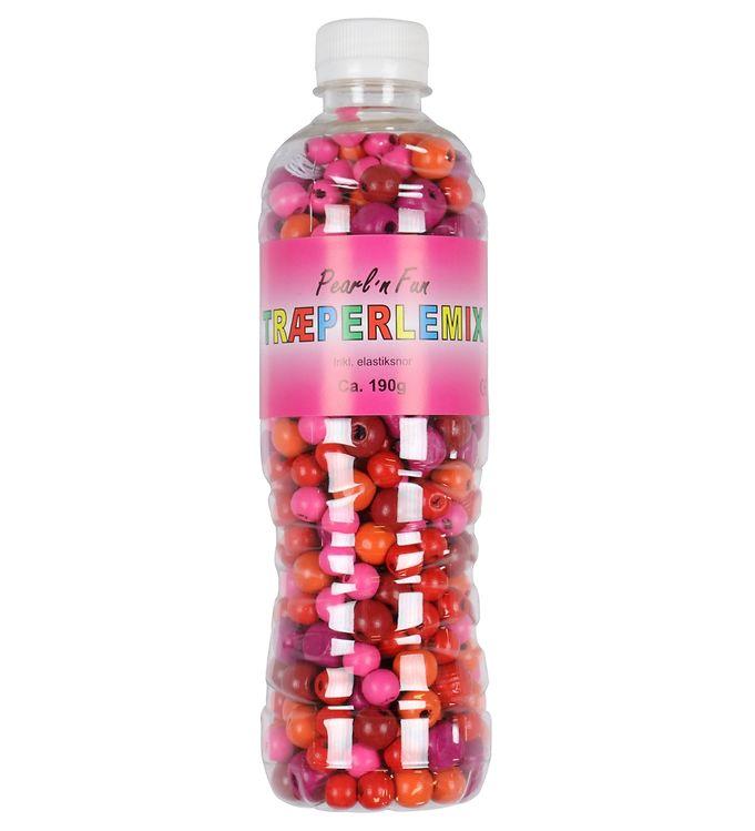 Pearl N Fun Træperler M  Elastiksnor -   Gram - Rød Pink Orang