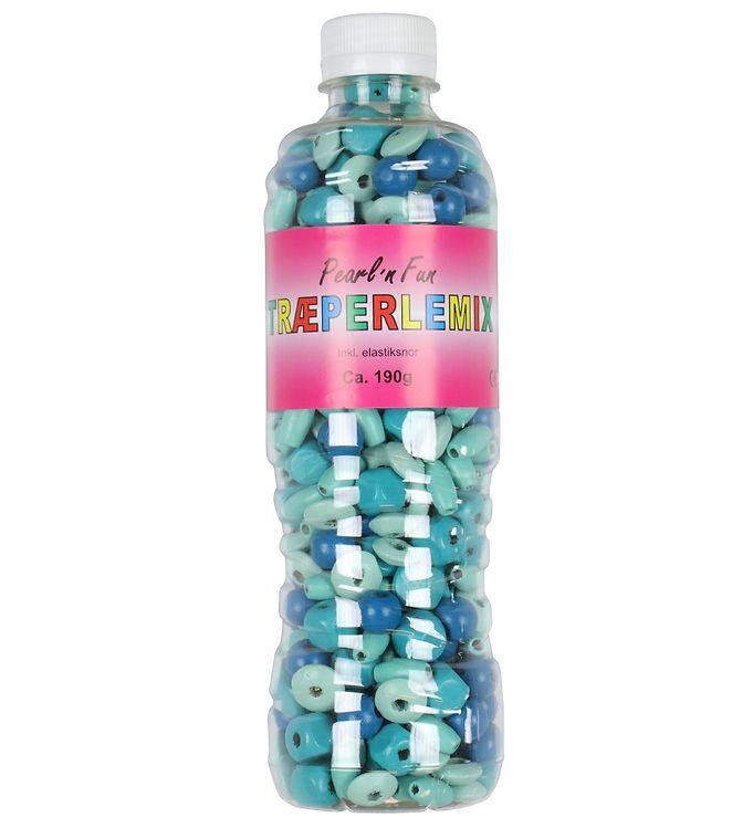 Pearl N Fun Træperler M  Elastiksnor -   Gram - Blå Turkis