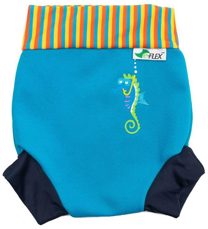Konfidence Blebadebukser - Uv  - Swim Nappy - Cyan Stripe Seab