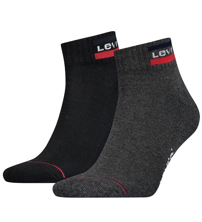 Levis Ankelstrømper - 2 Pak - Mid Cut - Sort og Grå