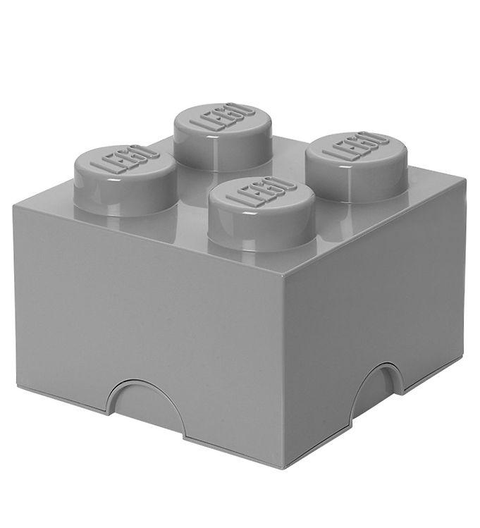 Lego Opbevaringsboks med 4 Knopper - Lysegrå