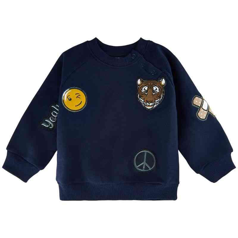 Ny Siblings Andrew Sweatshirt - Mørkeblå med Tigerprint