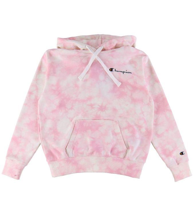 Champion Hættetrøje - Rosa Hvid Batik Tilbud!