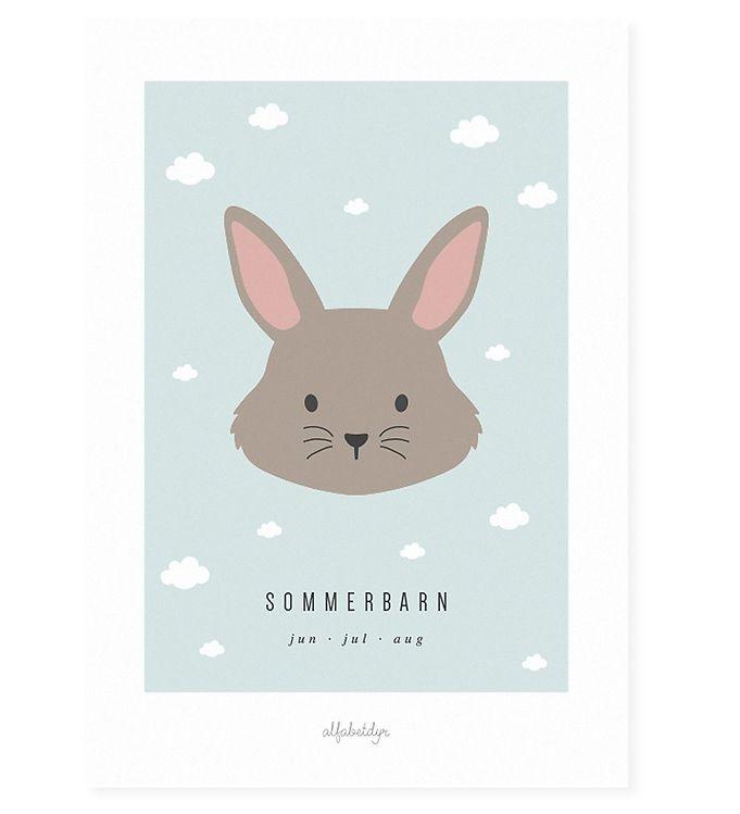 Alfabetdyr Plakat - Sommerbarn i Blå og Brun