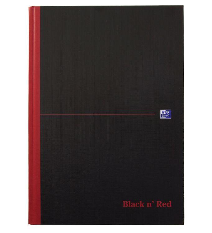 Oxford Notesbog - Hard Cover - Kvadreret - A  - Sort Rød