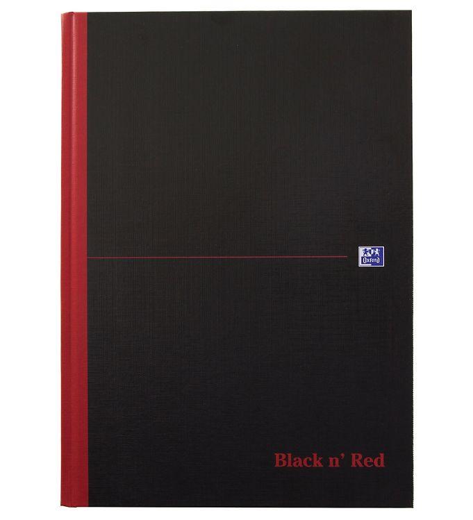 Oxford Notatbog - Hard Cover - Linjeret A4 - Sort/Rød