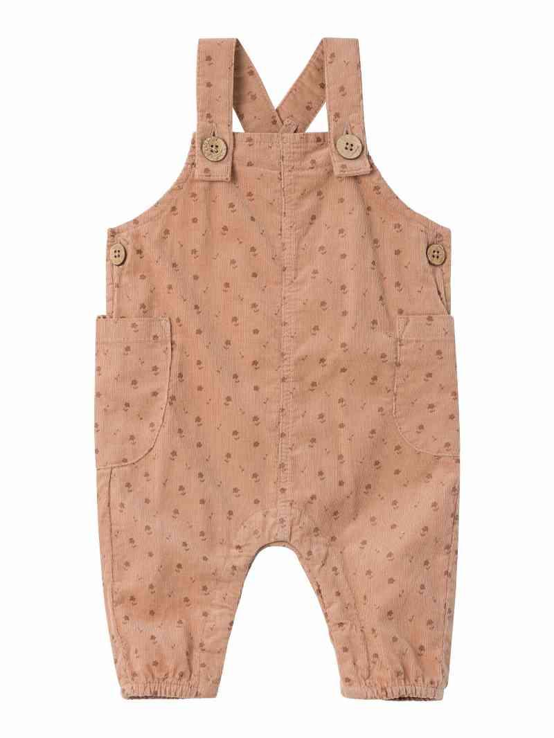Lil Atelier Tipa Loose Overall - Blomsterprint i Nougat