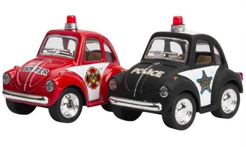 Magni Klassisk Vw Bobbel Pull Back - Politi   Brandbil - Politibil