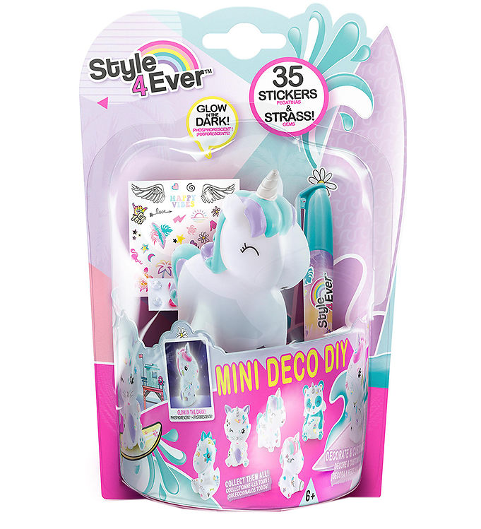 Style   Ever - Mini Deco Diy - Selvlysende Dyr Asst